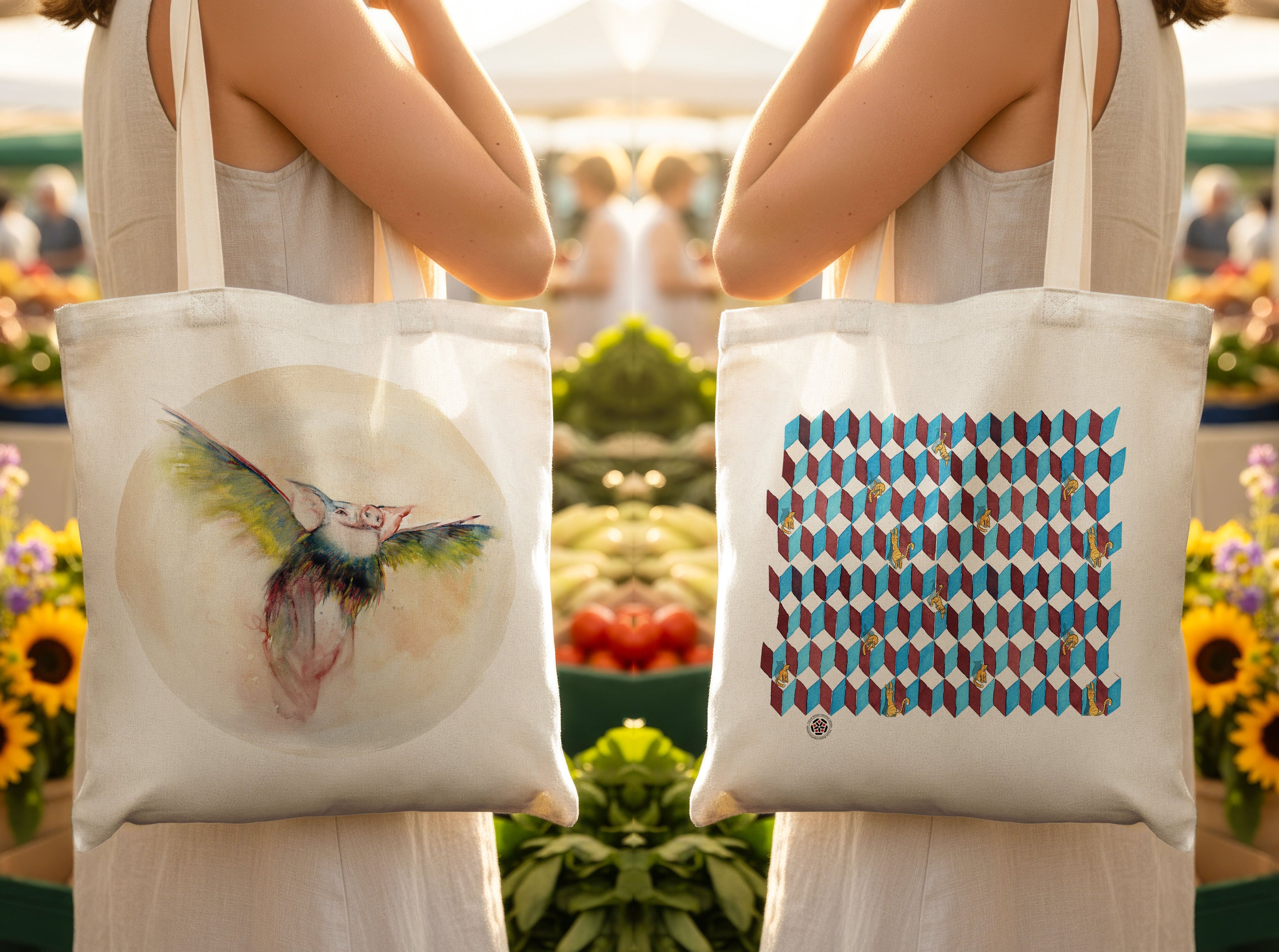 Borse in cotone coloratissime - Tullia Rosso Creative Design