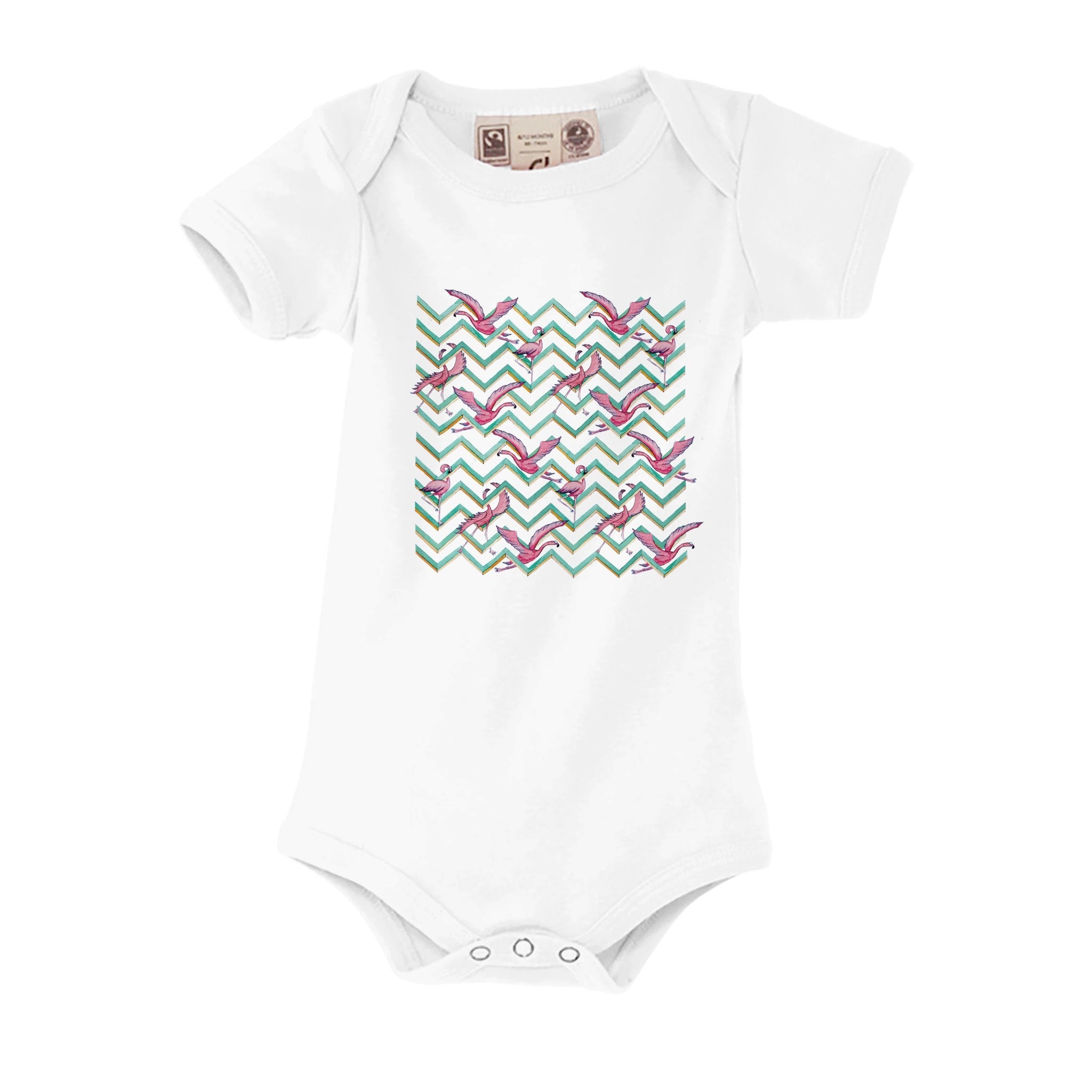 Body bambini 100% cotone organico - Fenicotteri Optical - Tullia Rosso Creative Design