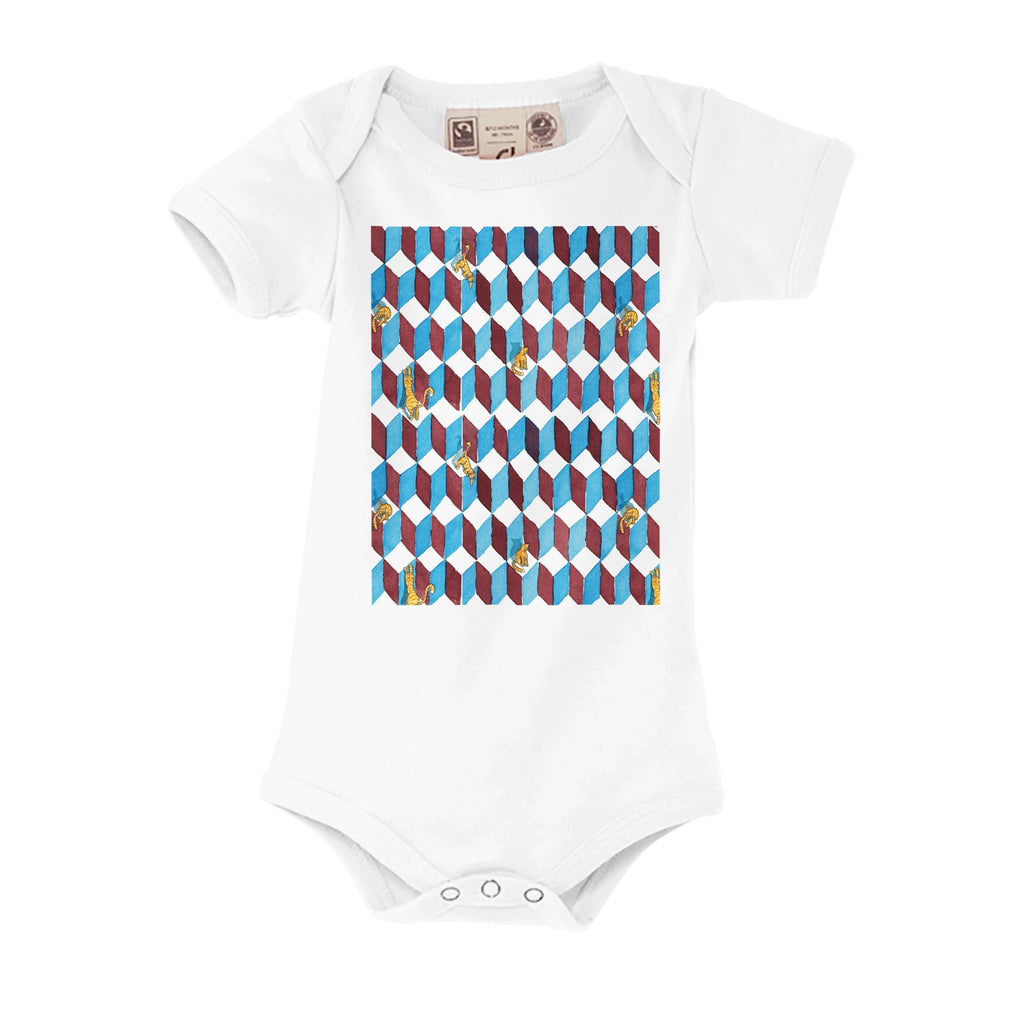 Body bambini 100% cotone organico - Gattini Optical - Tullia Rosso Creative Design
