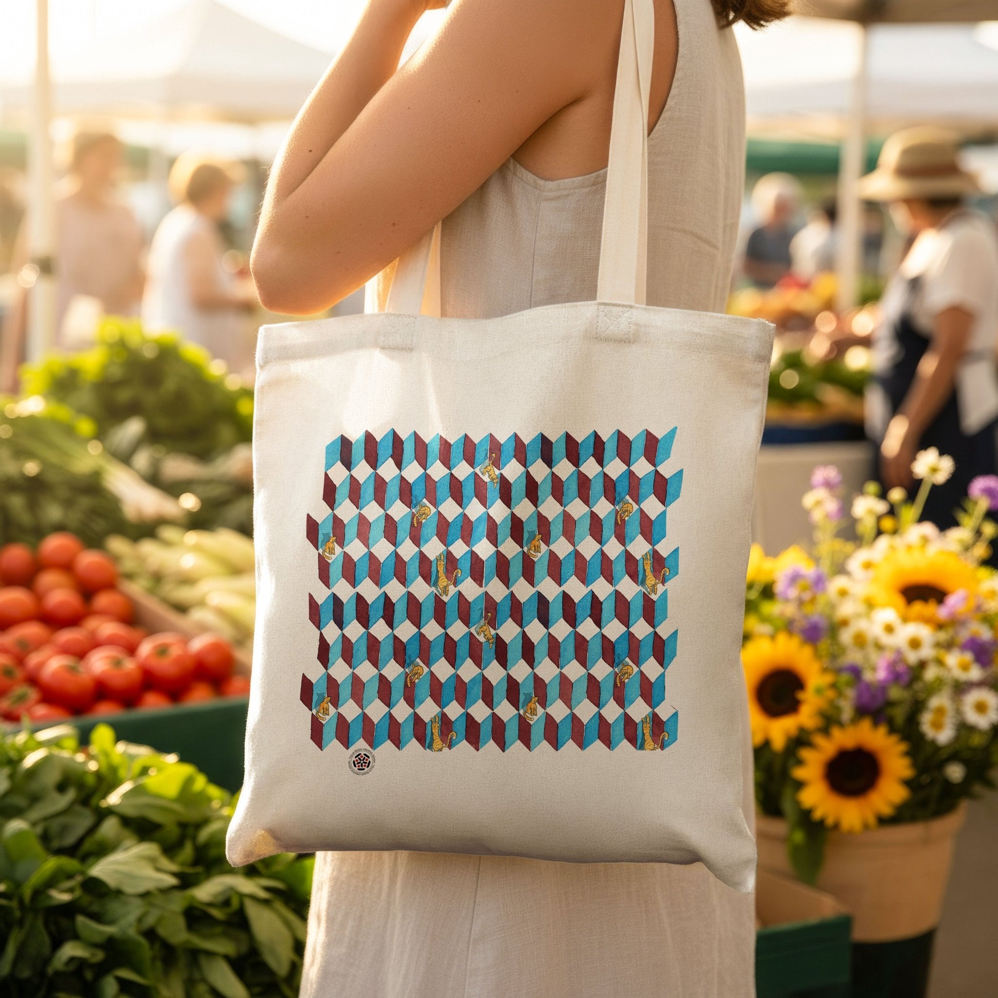 Borsa in cotone - Gattini Optical - Tullia Rosso Creative Design