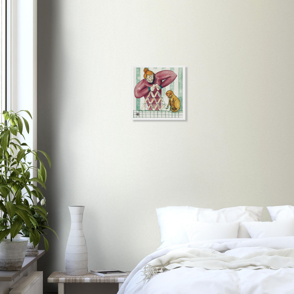 Il castello di carte - stampa Premium Matte Paper con cornice in legno - Tullia Rosso Creative Design