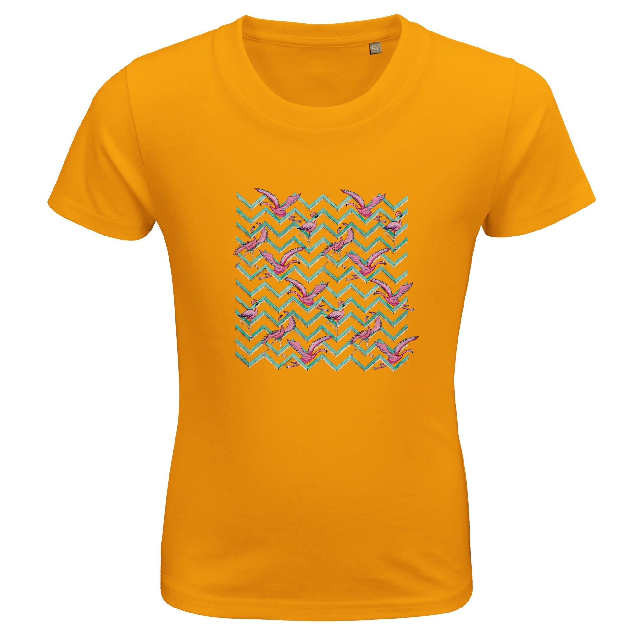 T-shirt bambini 100%cotone organico - Fenicotteri Optical - Tullia Rosso Creative Design
