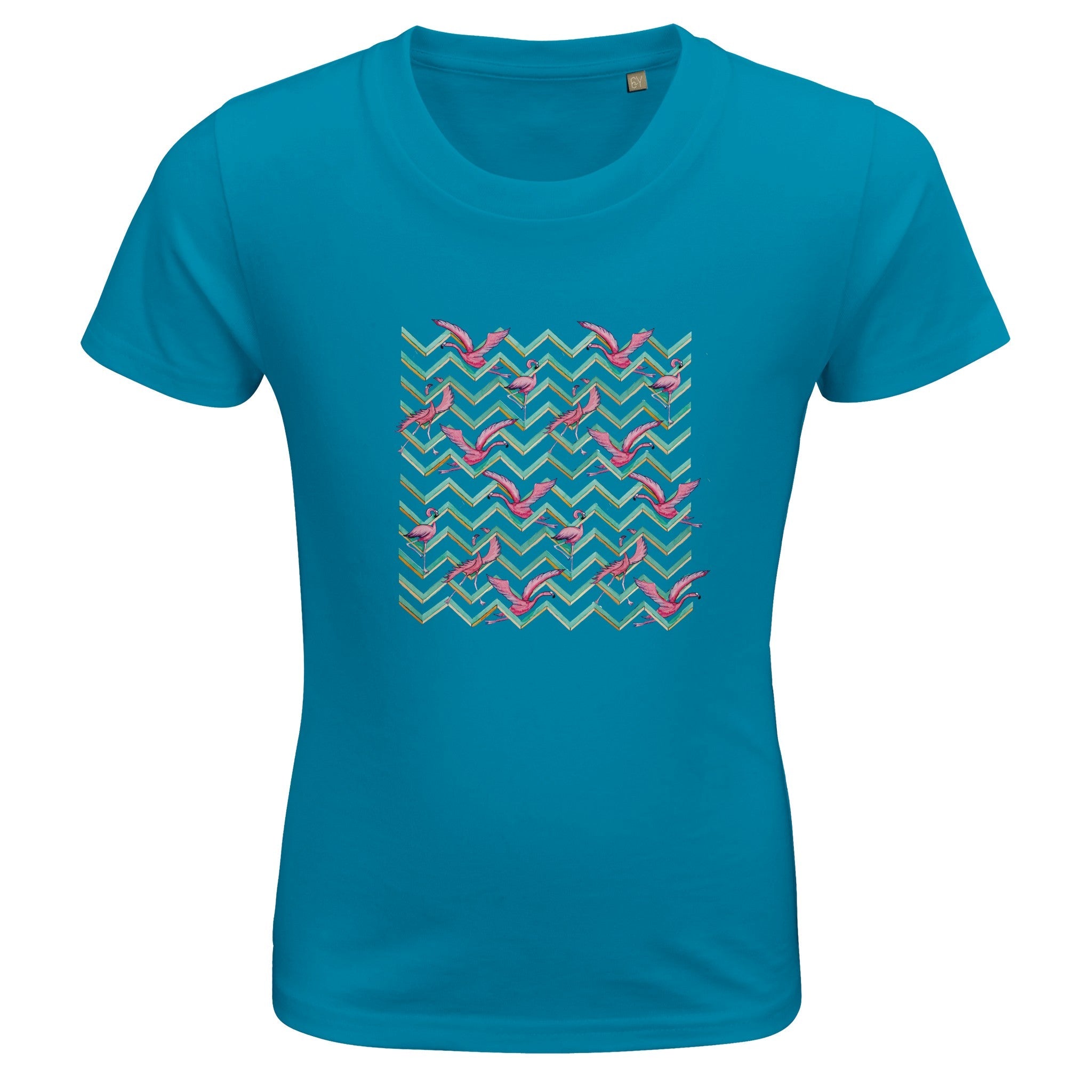 T-shirt bambini 100%cotone organico - Fenicotteri Optical - Tullia Rosso Creative Design