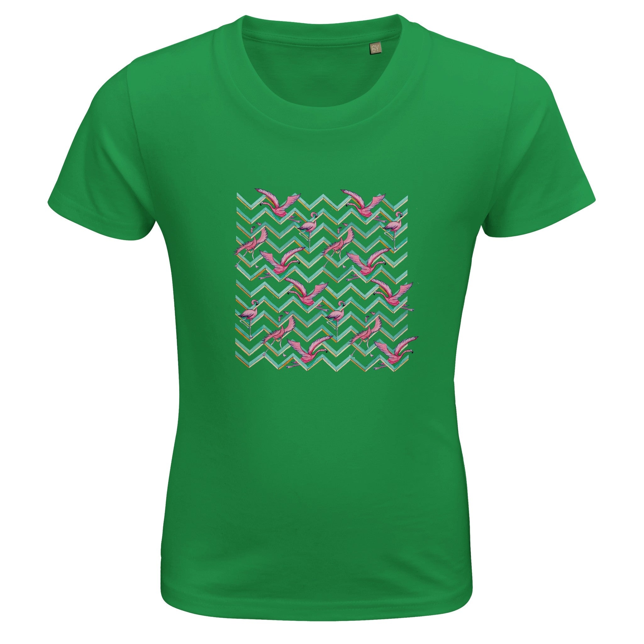 T-shirt bambini 100%cotone organico - Fenicotteri Optical - Tullia Rosso Creative Design