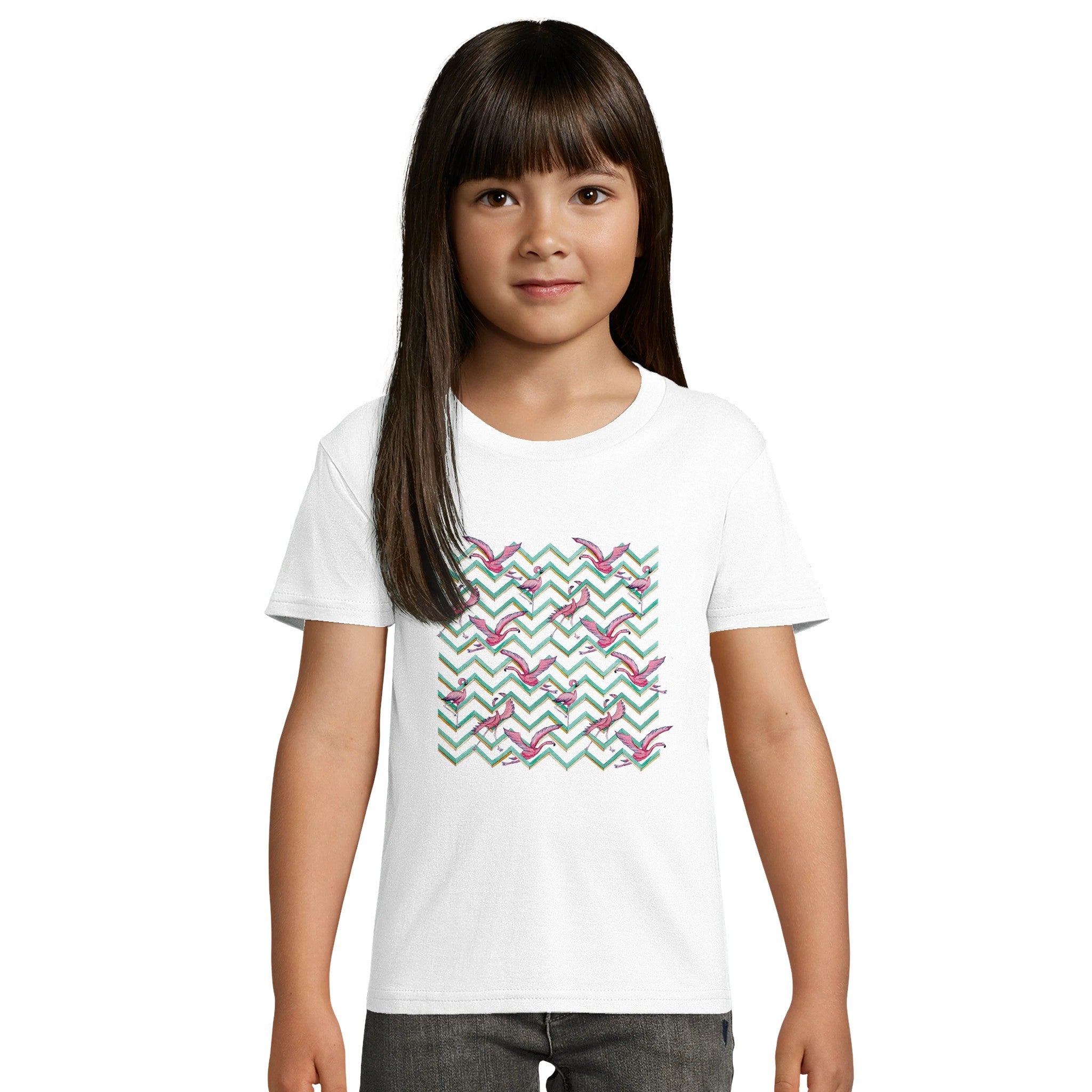 T-shirt bambini 100%cotone organico - Fenicotteri Optical - Tullia Rosso Creative Design