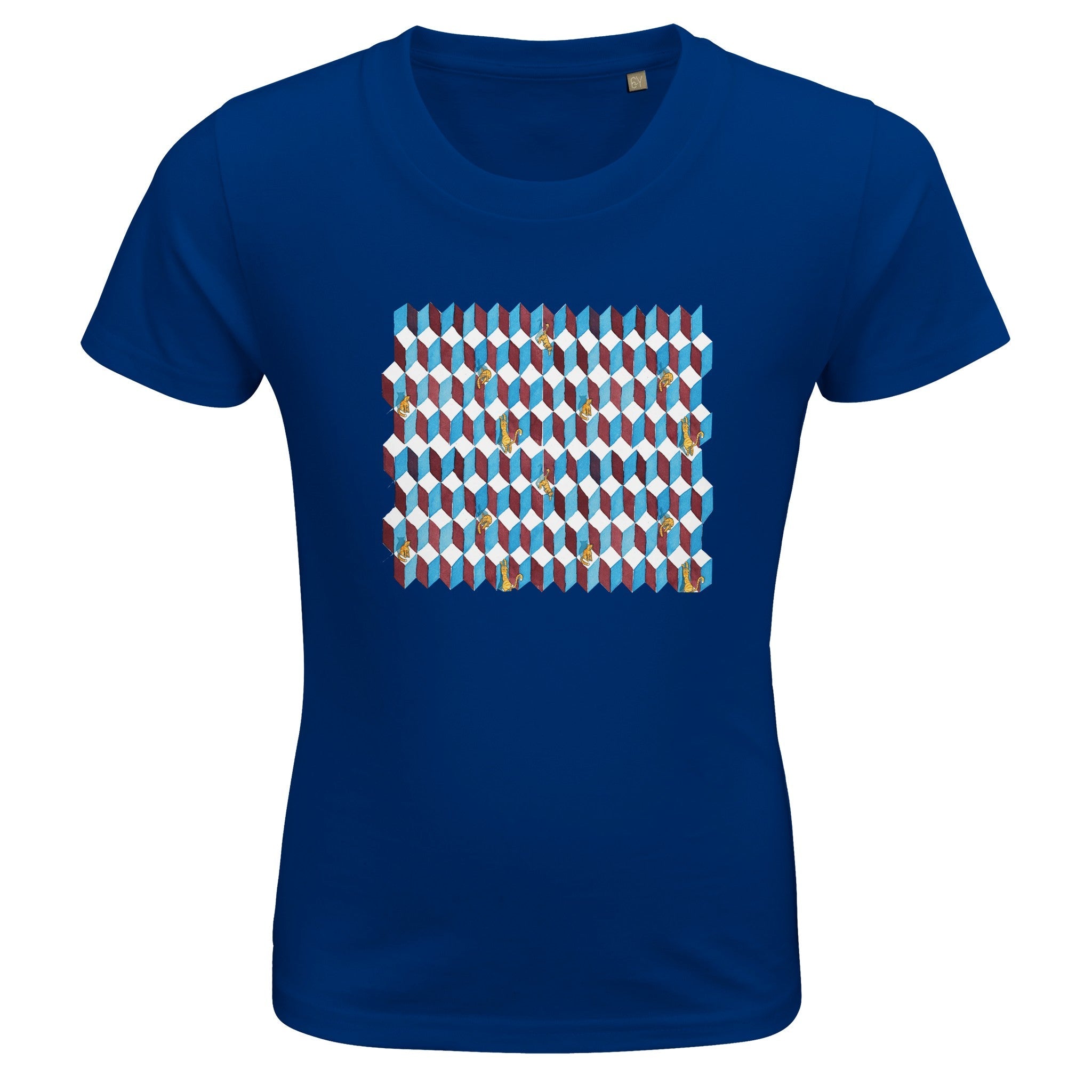 T-shirt bambini 100%cotone organico - Gattini Optical - Tullia Rosso Creative Design