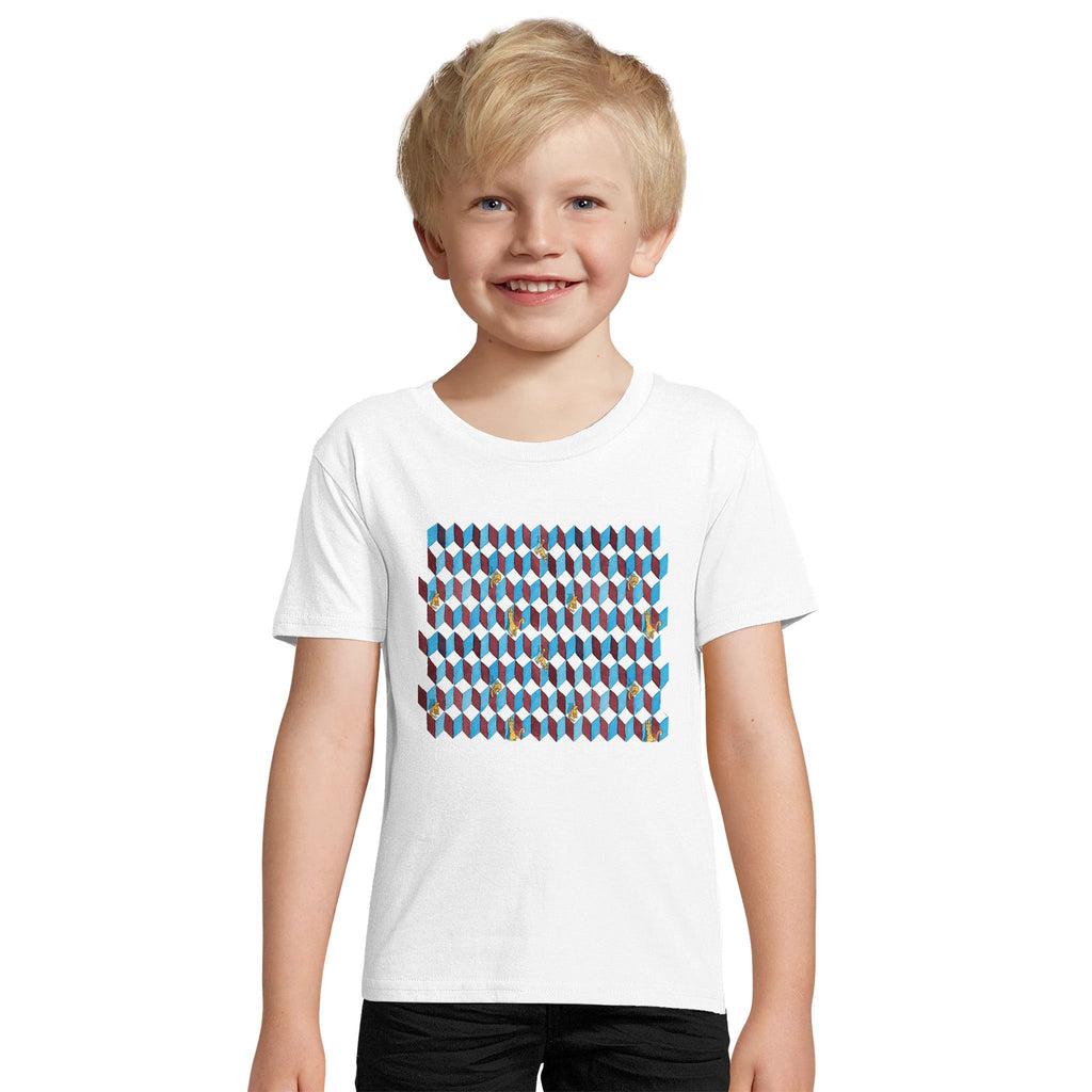 T-shirt bambini 100%cotone organico - Gattini Optical - Tullia Rosso Creative Design