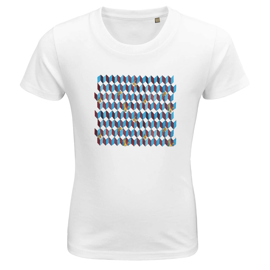 T-shirt bambini 100%cotone organico - Gattini Optical - Tullia Rosso Creative Design