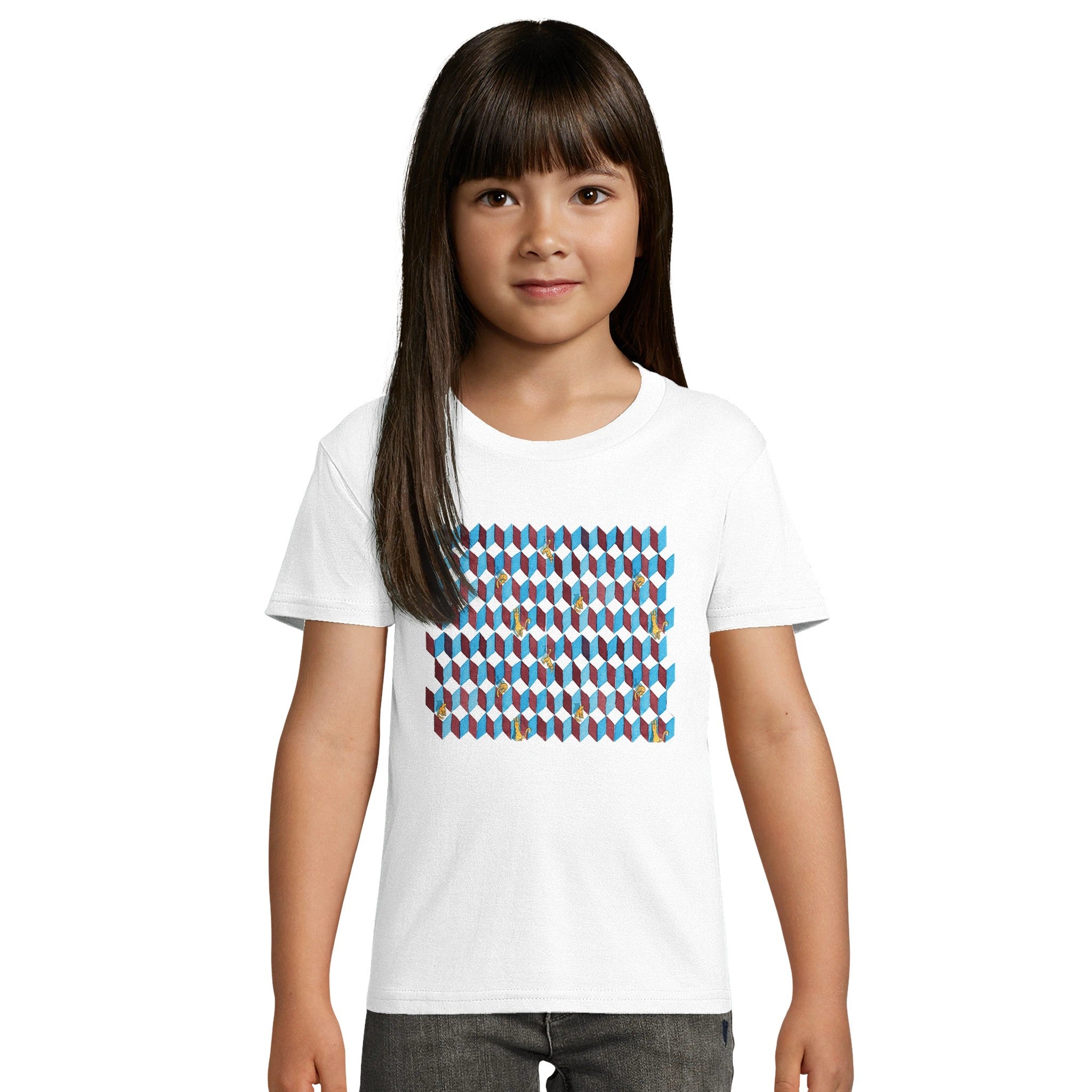 T-shirt bambini 100%cotone organico - Gattini Optical - Tullia Rosso Creative Design