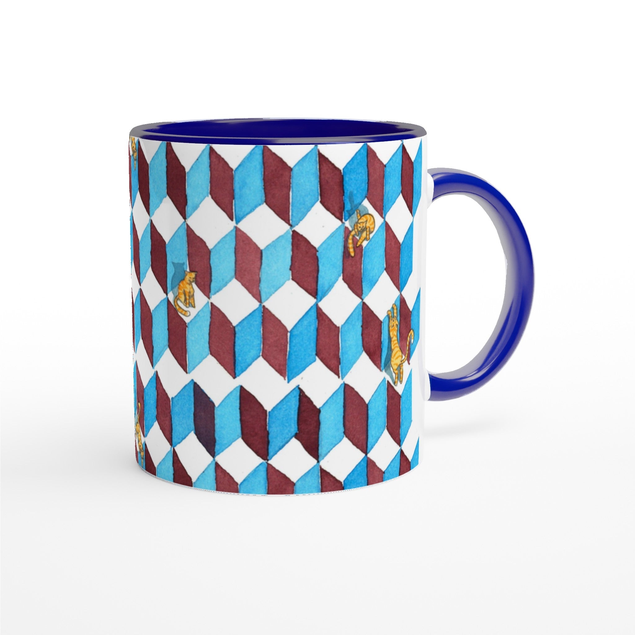 Tazza in ceramica - Gatti su parallelepipedi - Tullia Rosso Creative Design