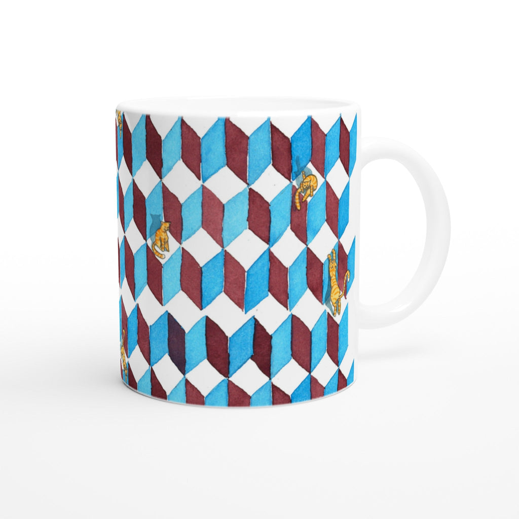 Tazza in ceramica - Gatti su parallelepipedi - Tullia Rosso Creative Design