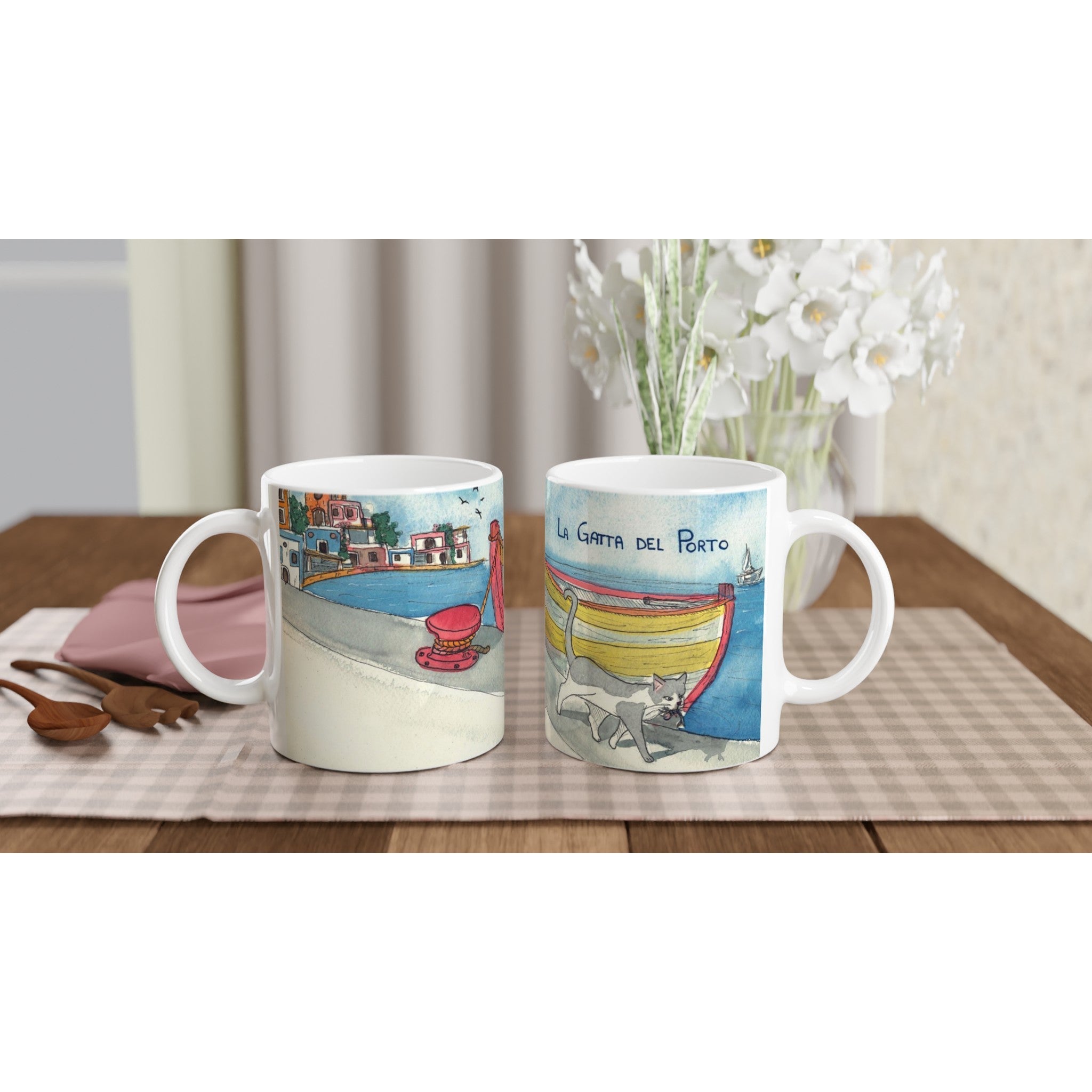Tazza in ceramica - La Gatta del Porto - Tullia Rosso Creative Design