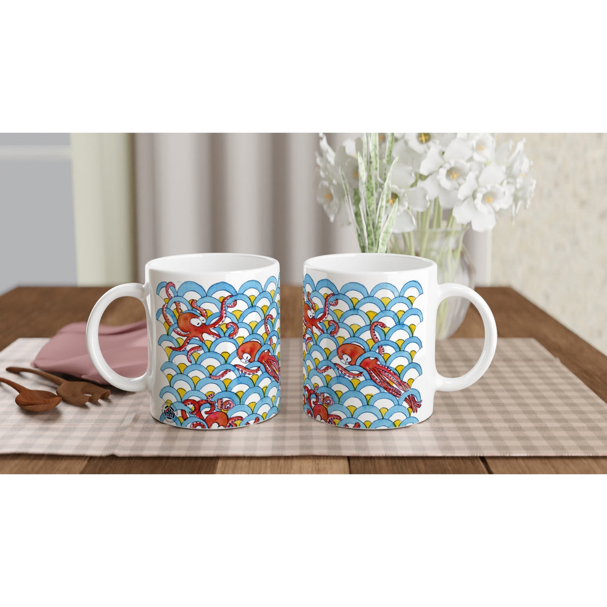Tazza in ceramica - Polpi Optical - Tullia Rosso Creative Design